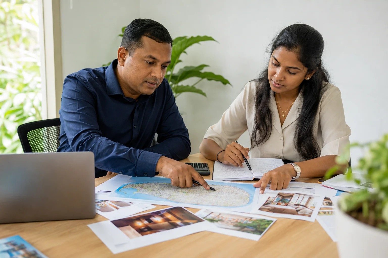 Wavion Lanka staff planning a tour itinerary